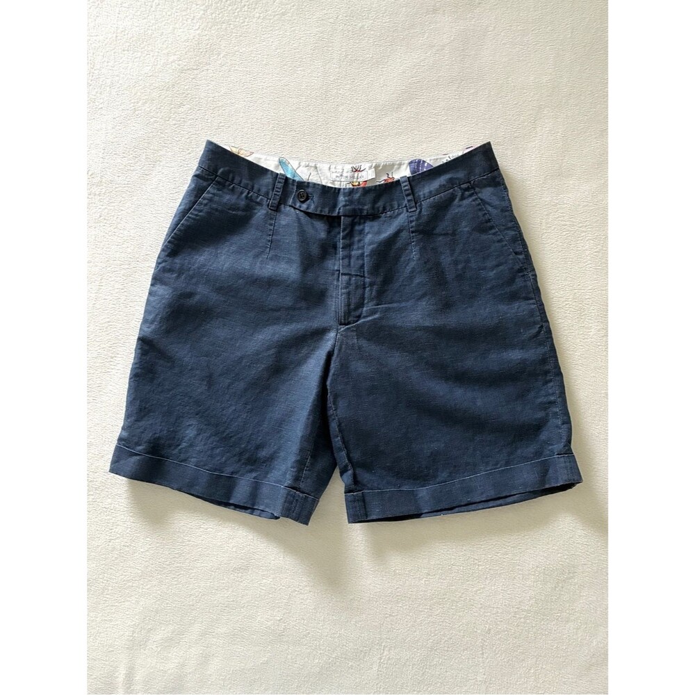 Peter Millar Linen Blend Shorts Women’s 6 Navy Cuffed Preppy Coastal Resort Golf